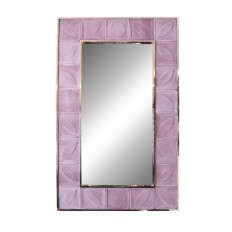 Rectangular scavo glass and brass surround mirror